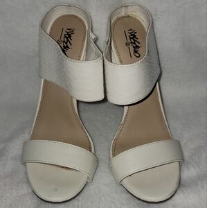 White heeled sandals